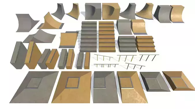 Lowpoly Skatepark Pack  Low-poly 3D model