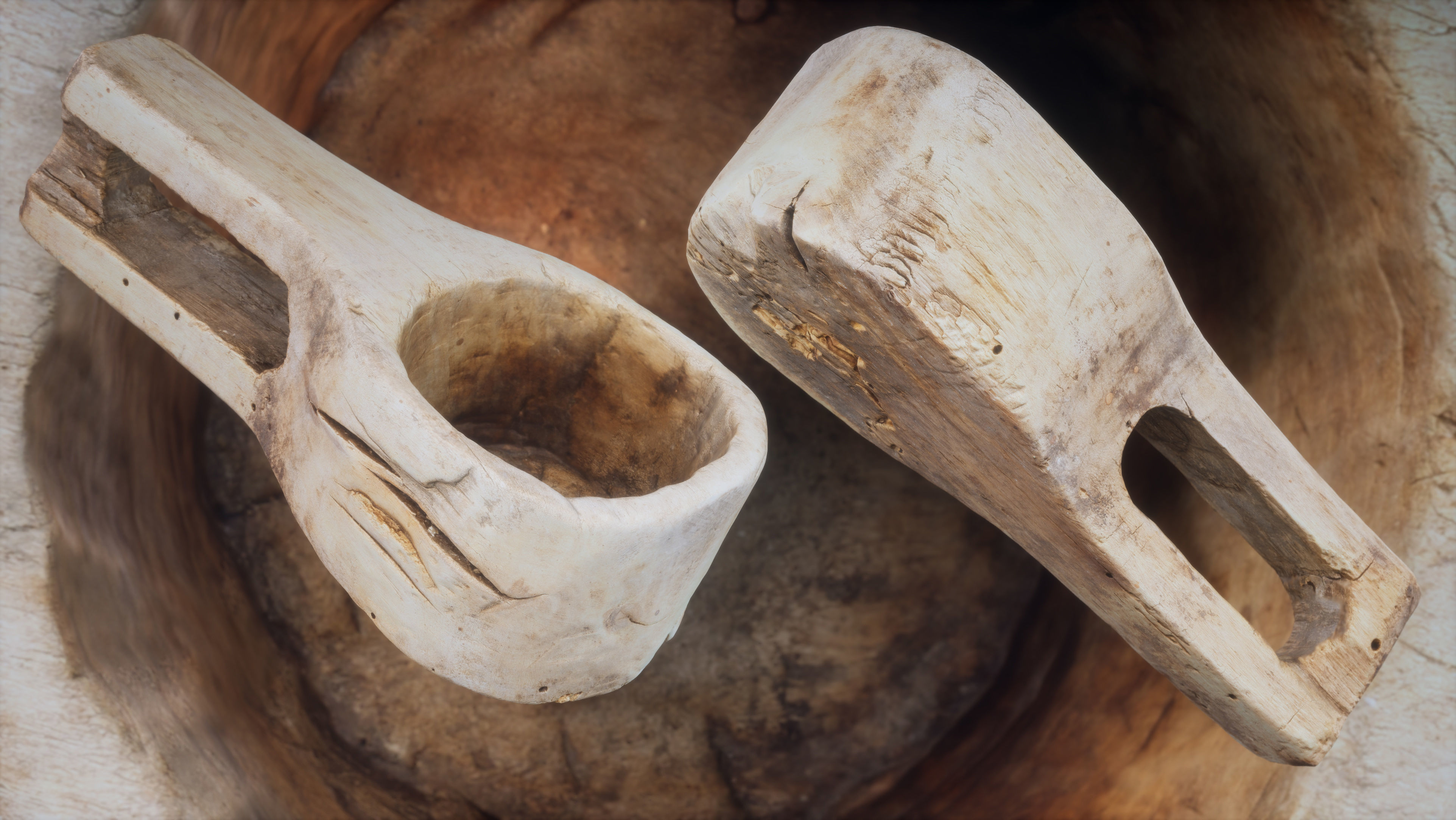 Old wooden ladle Low-poly 3D model_2