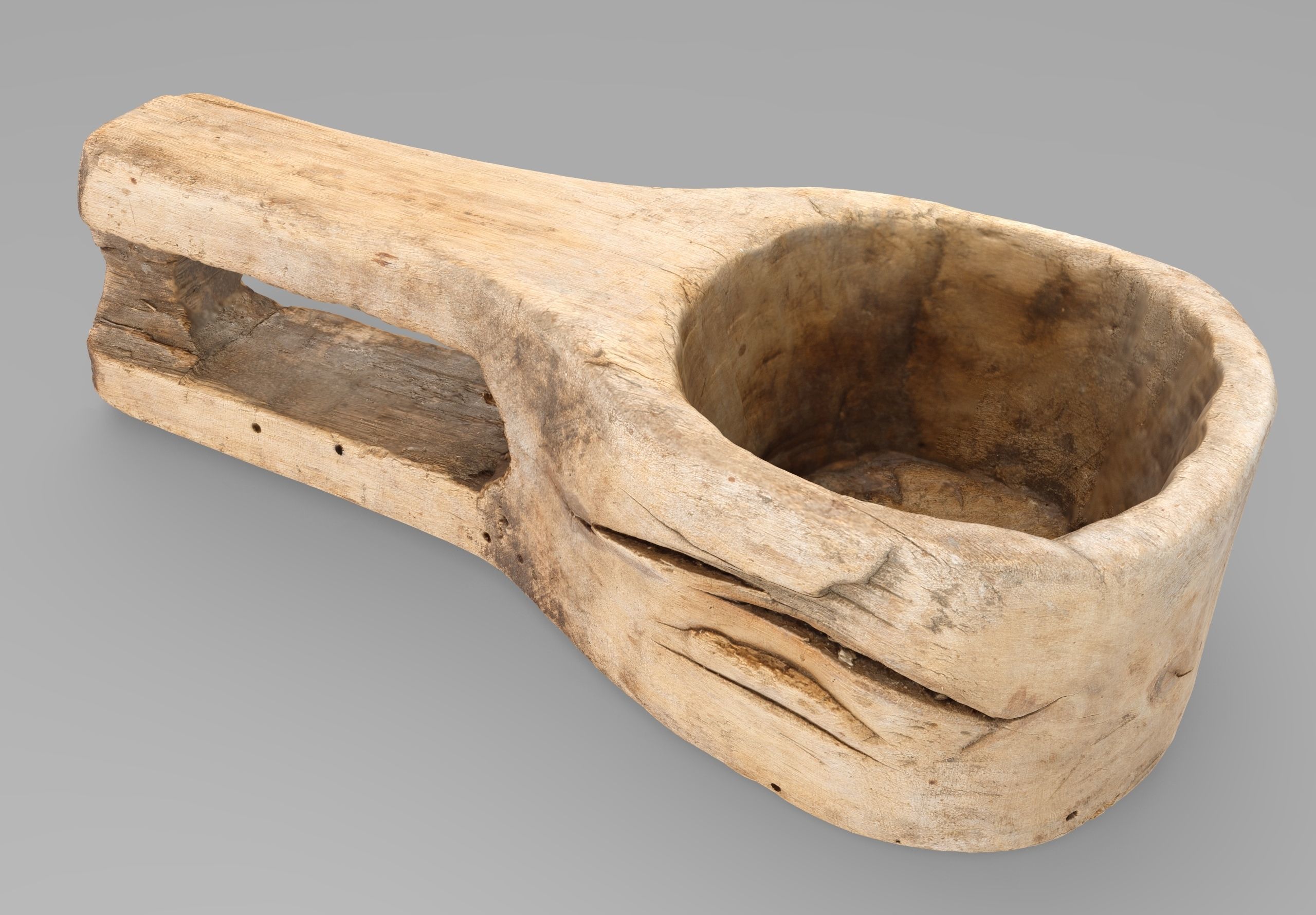 Old wooden ladle Low-poly 3D model_3