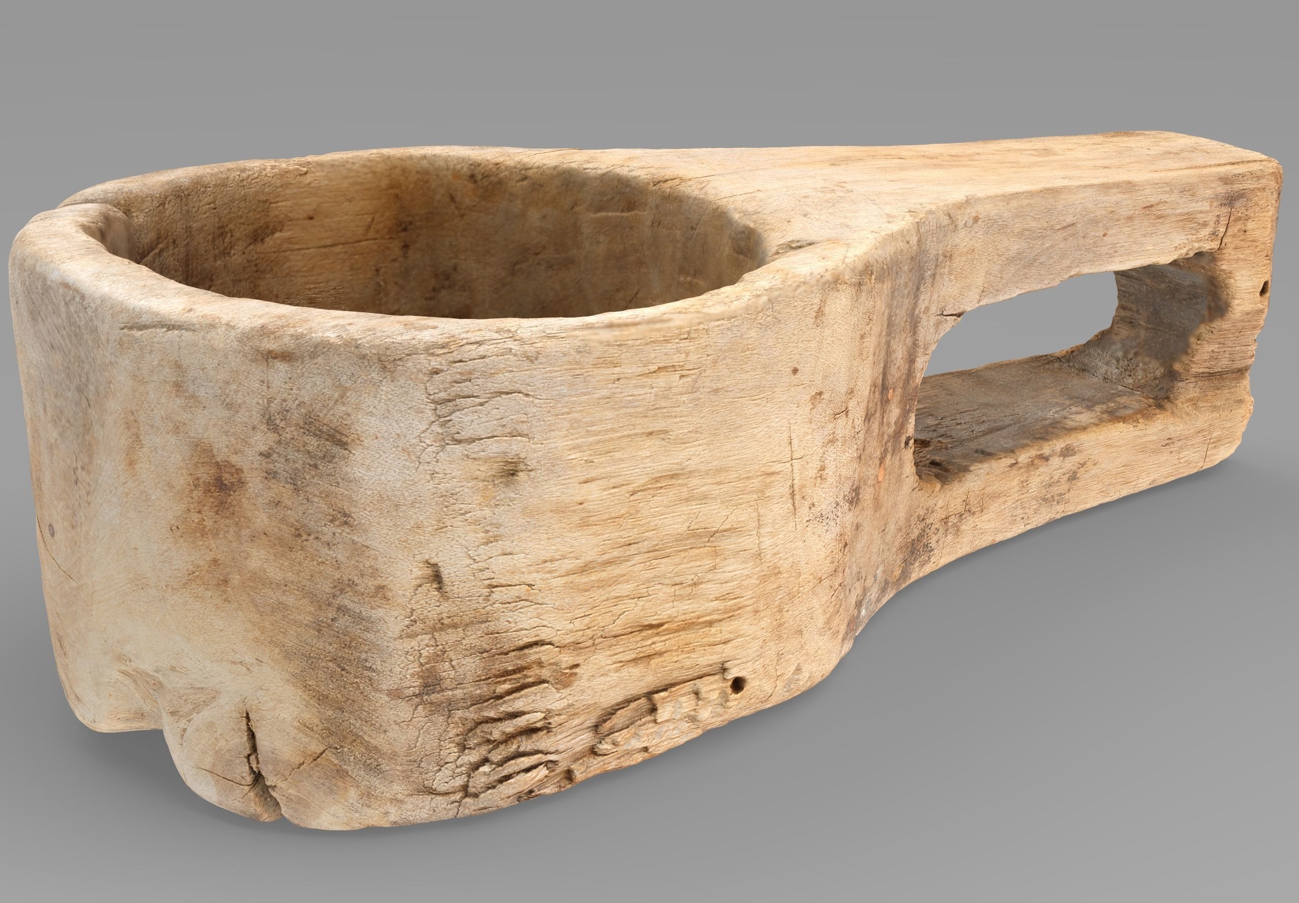 Old wooden ladle Low-poly 3D model_4