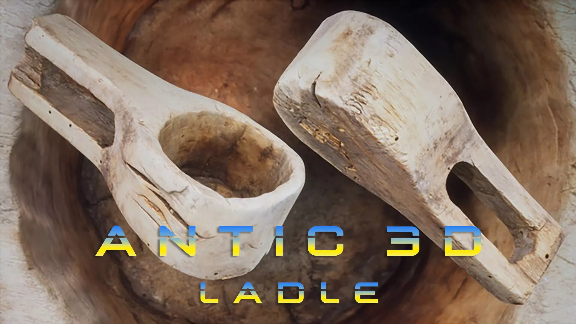 Old wooden ladle Low-poly 3D model