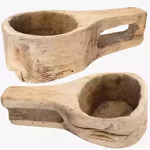 Old wooden ladle Low-poly 3D model