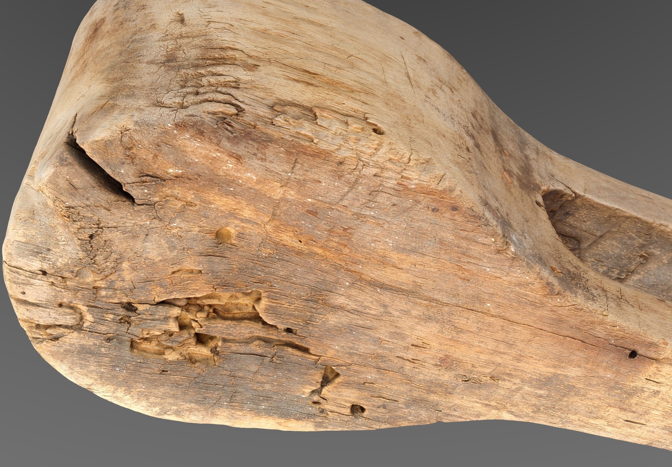 Old wooden ladle Low-poly 3D model_8