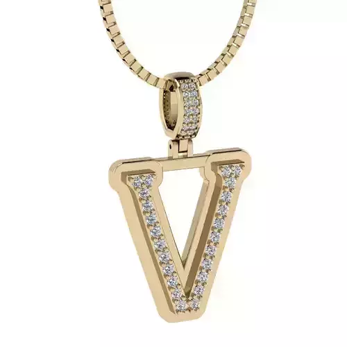 Alphabet Diamond Pendant V