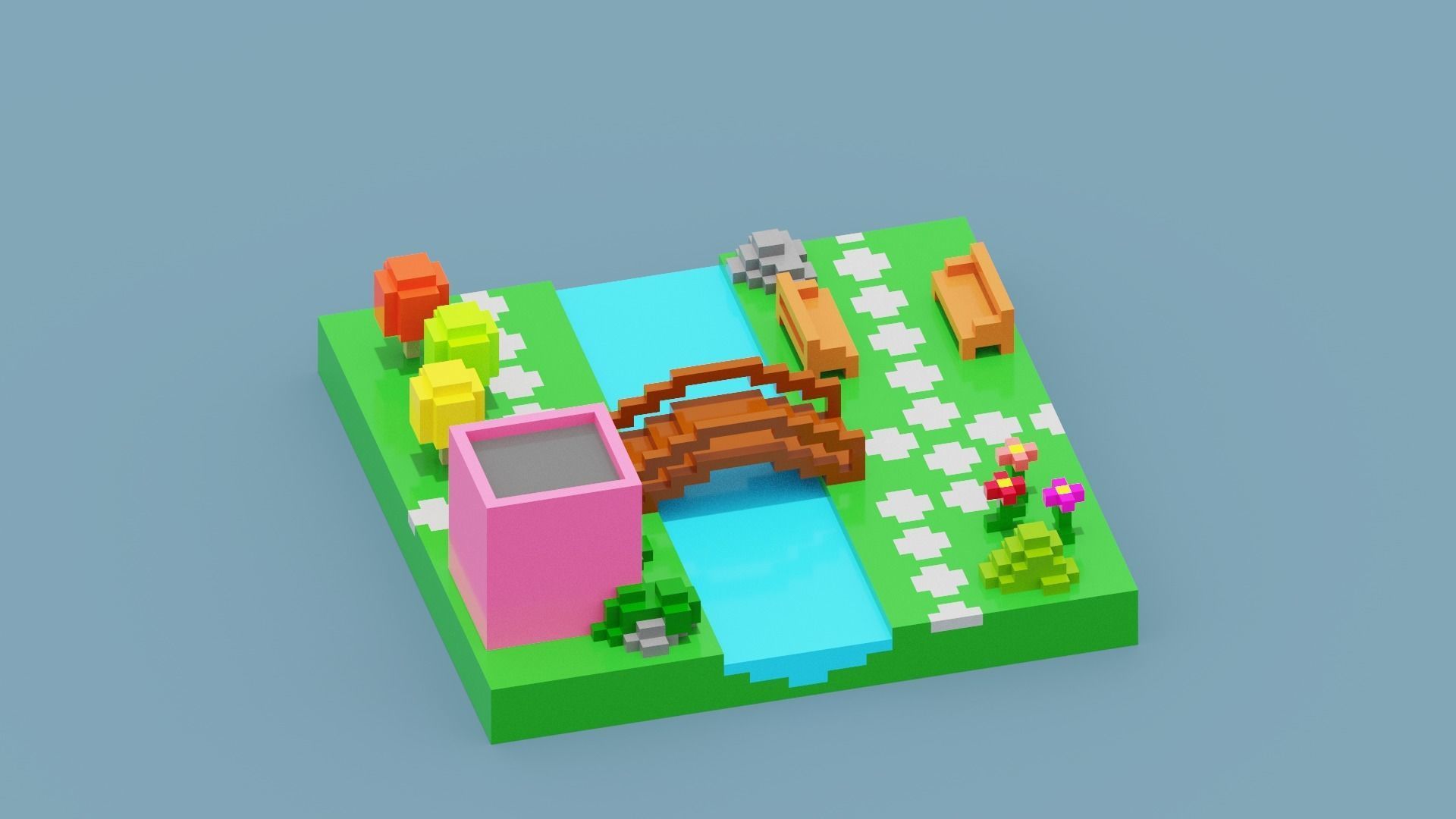 Isometric Voxel Art Low-poly 3D model_10