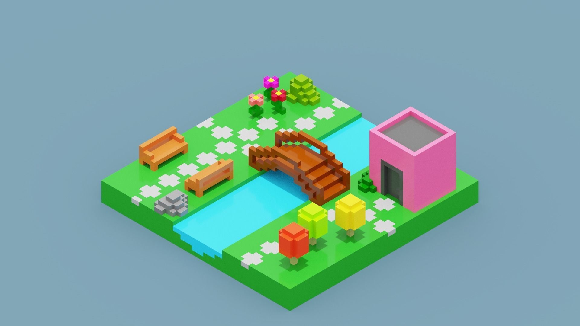 Isometric Voxel Art Low-poly 3D model_3