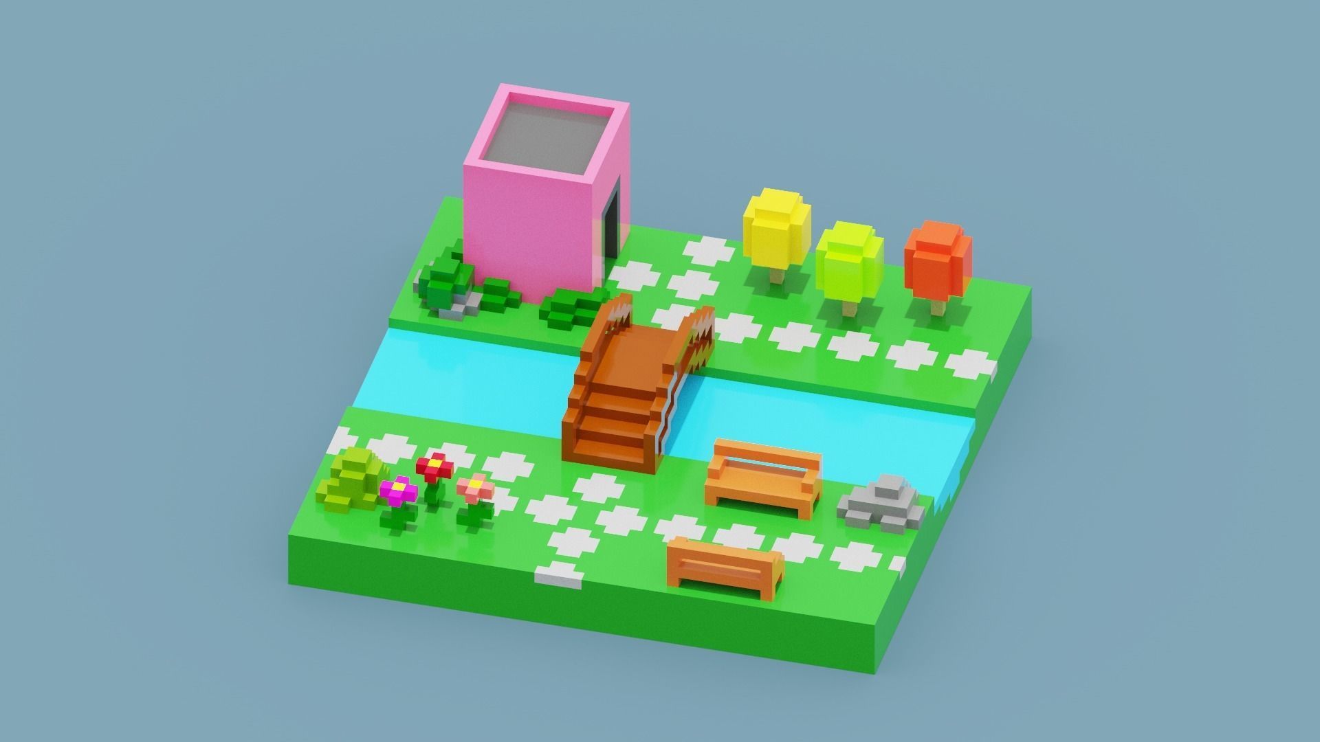 Isometric Voxel Art Low-poly 3D model_8
