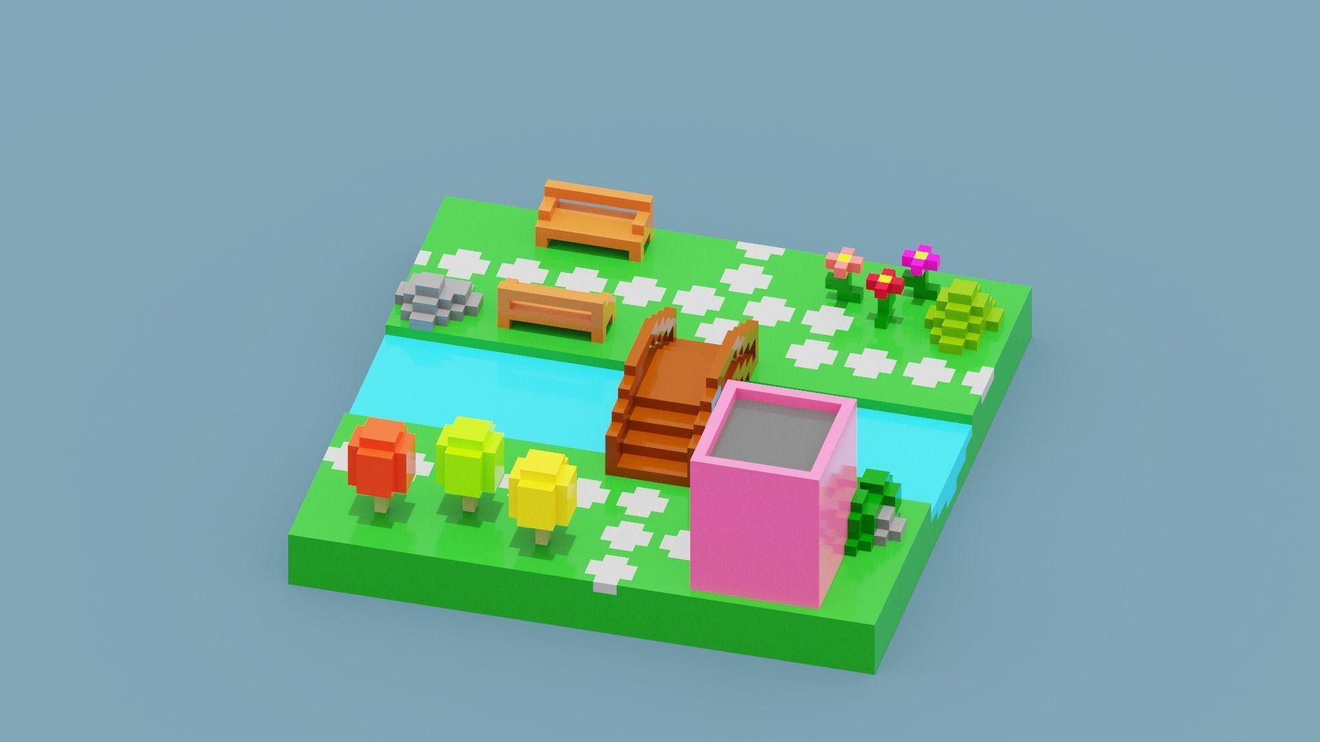 Isometric Voxel Art Low-poly 3D model_7