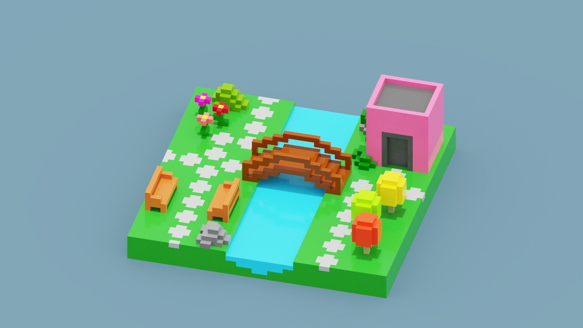 Isometric Voxel Art Low-poly 3D model_2
