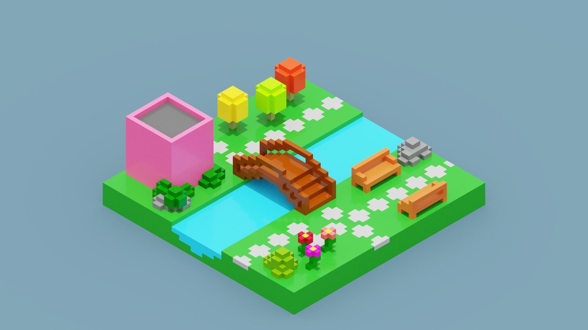Isometric Voxel Art Low-poly 3D model_11