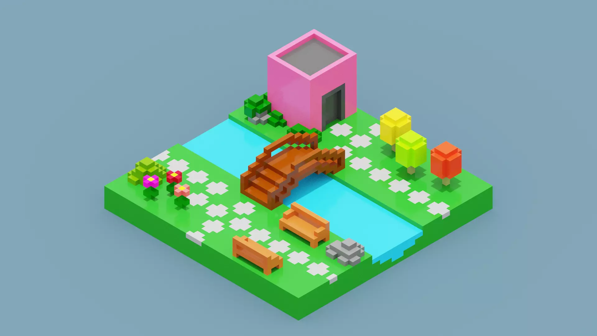 Isometric Voxel Art Low-poly 3D model_0