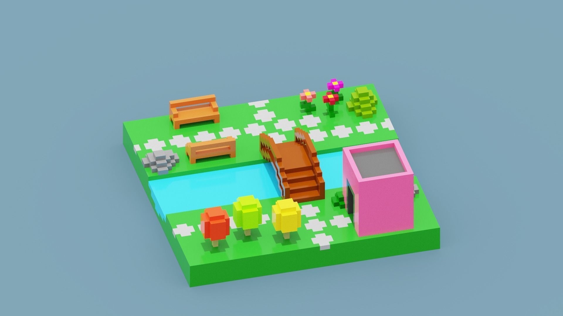 Isometric Voxel Art Low-poly 3D model_4