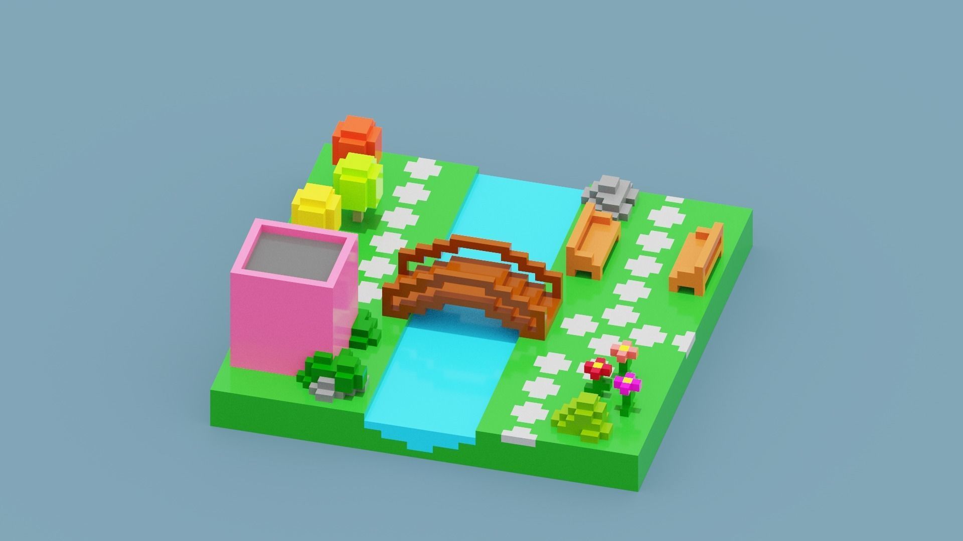 Isometric Voxel Art Low-poly 3D model_5