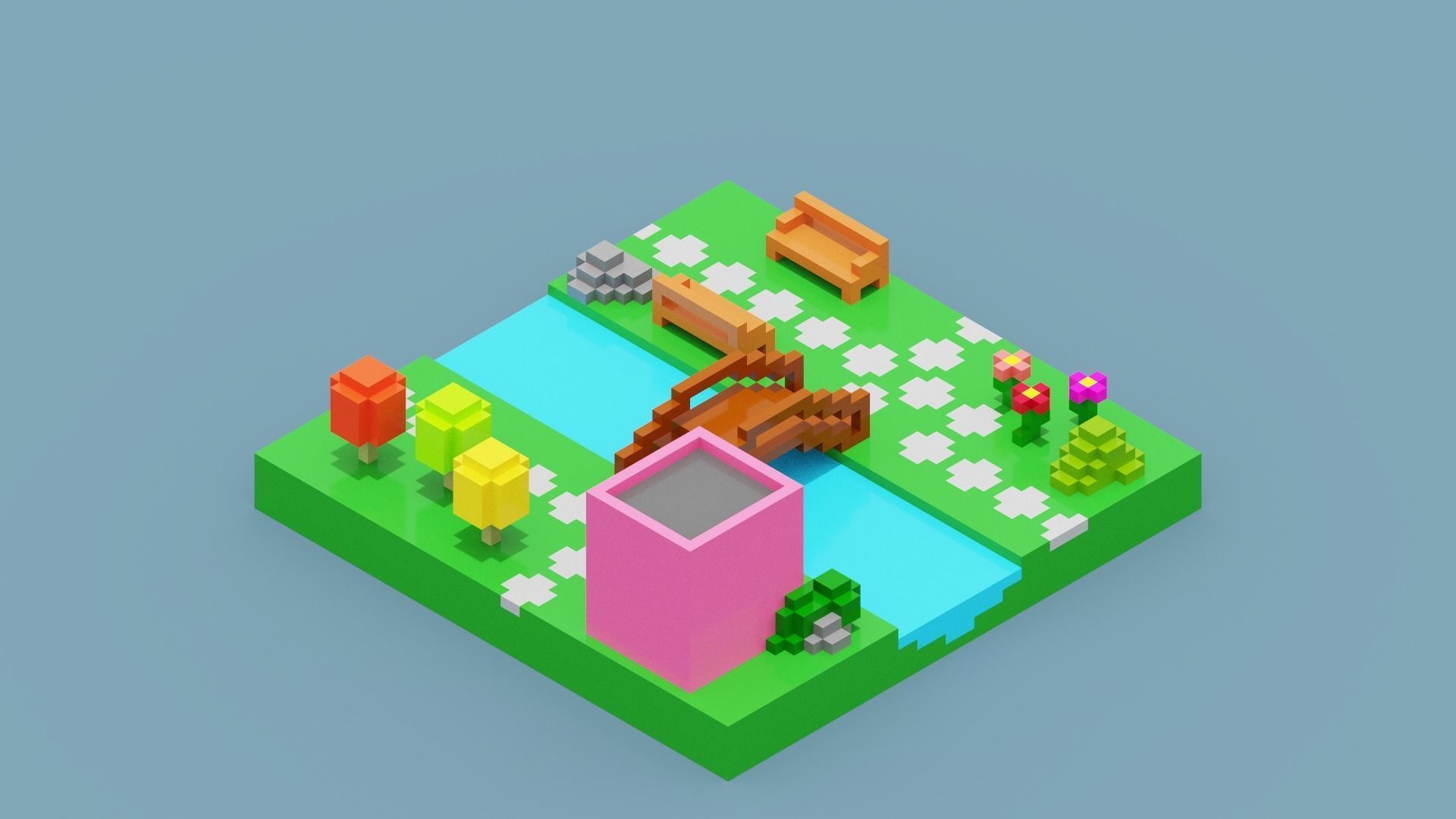 Isometric Voxel Art Low-poly 3D model_9