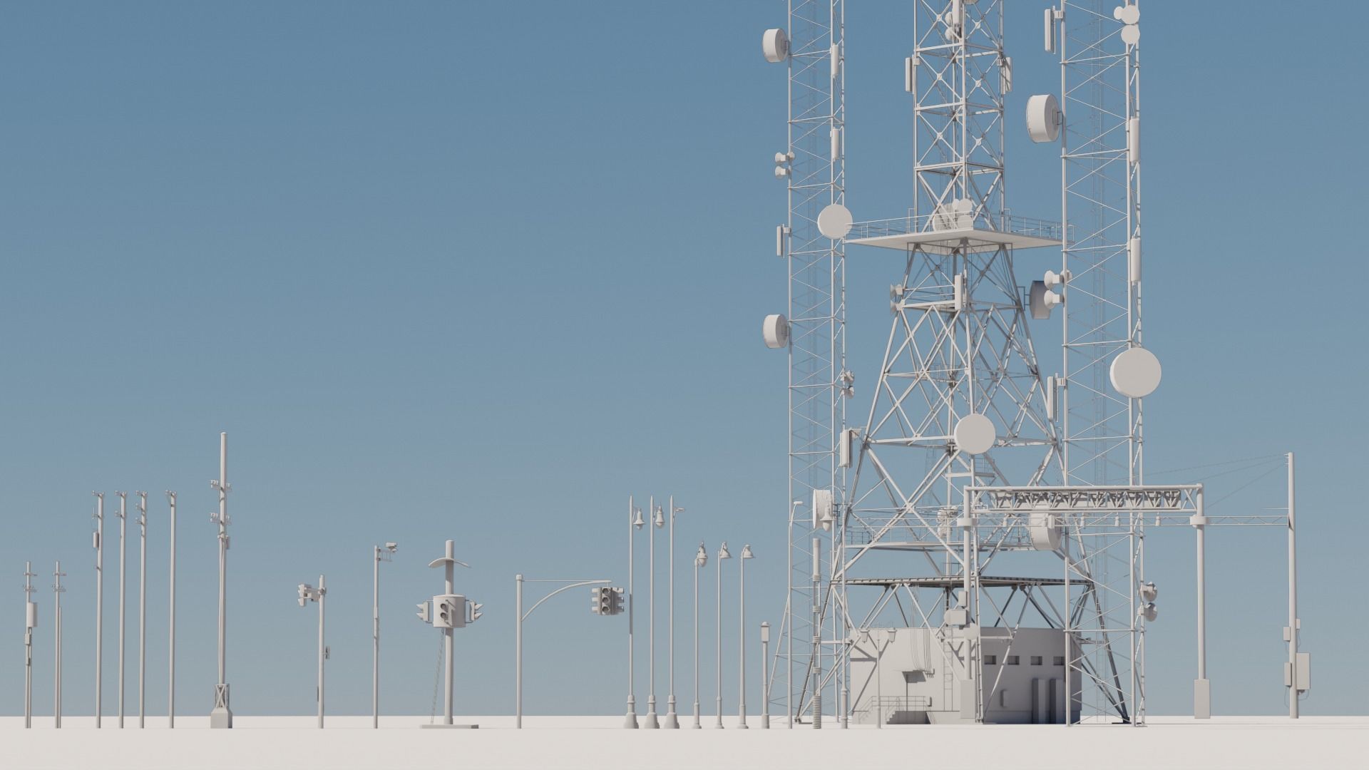 Radio Towers Electric and Street Infrastructure 3D Model Collection_10