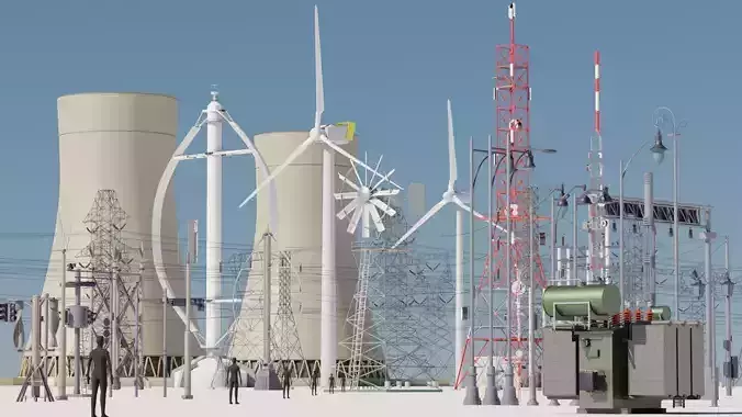 Radio Towers Electric and Street Infrastructure 3D Model Collection