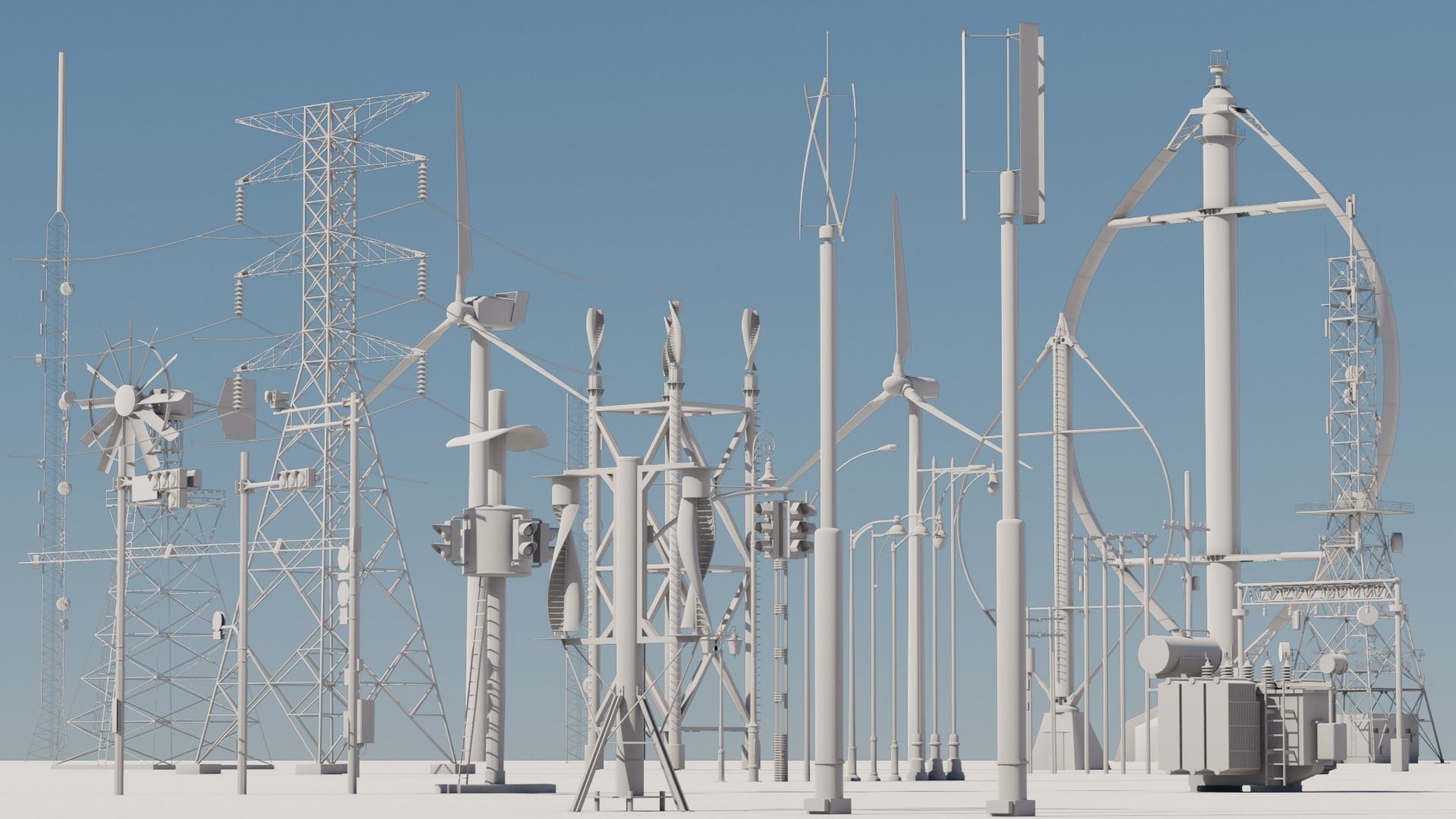 Radio Towers Electric and Street Infrastructure 3D Model Collection_3