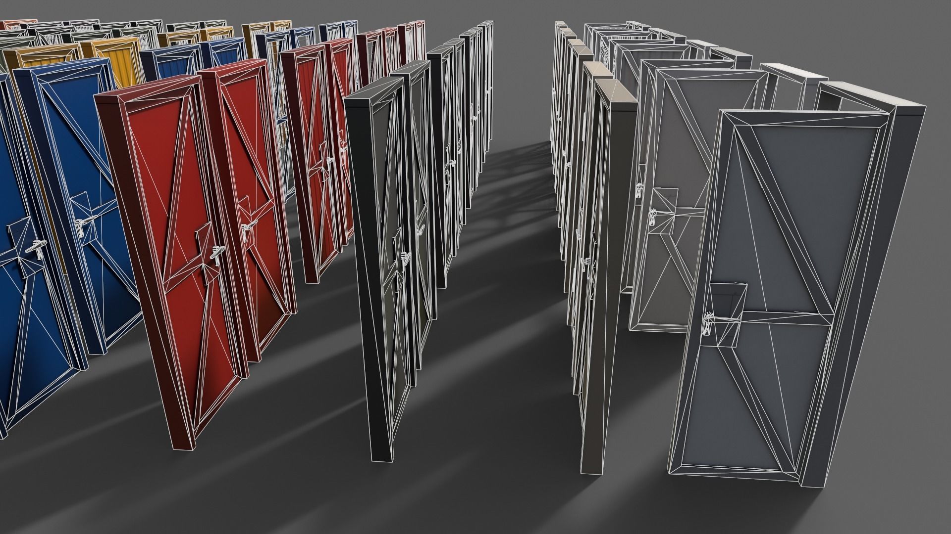 PBR Metal Door With Frame B Low-poly 3D model_14