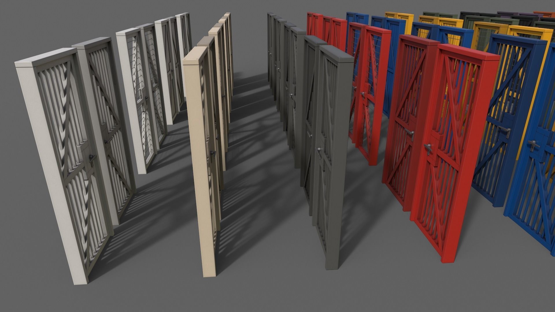 PBR Metal Door With Frame B Low-poly 3D model_9