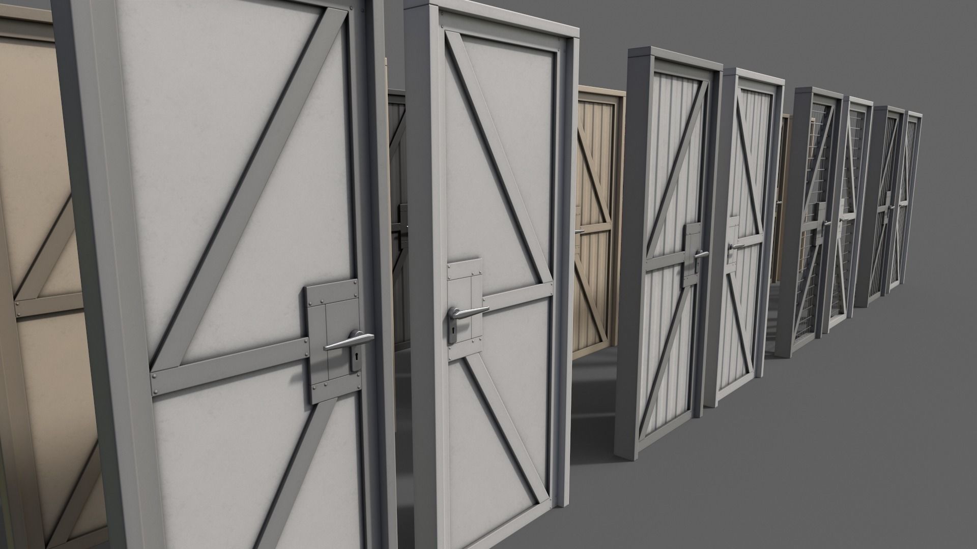 PBR Metal Door With Frame B Low-poly 3D model_6