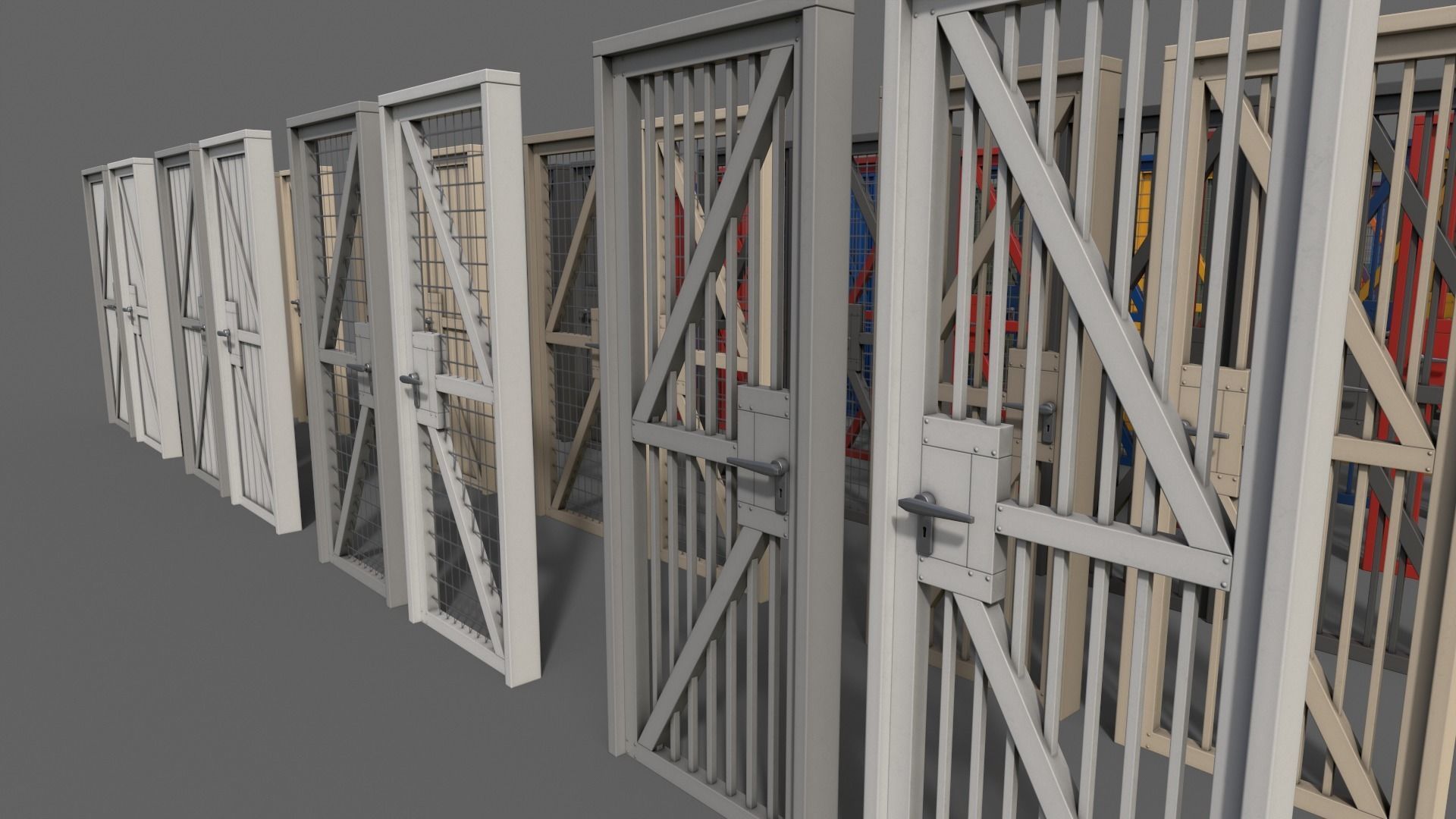 PBR Metal Door With Frame B Low-poly 3D model_3