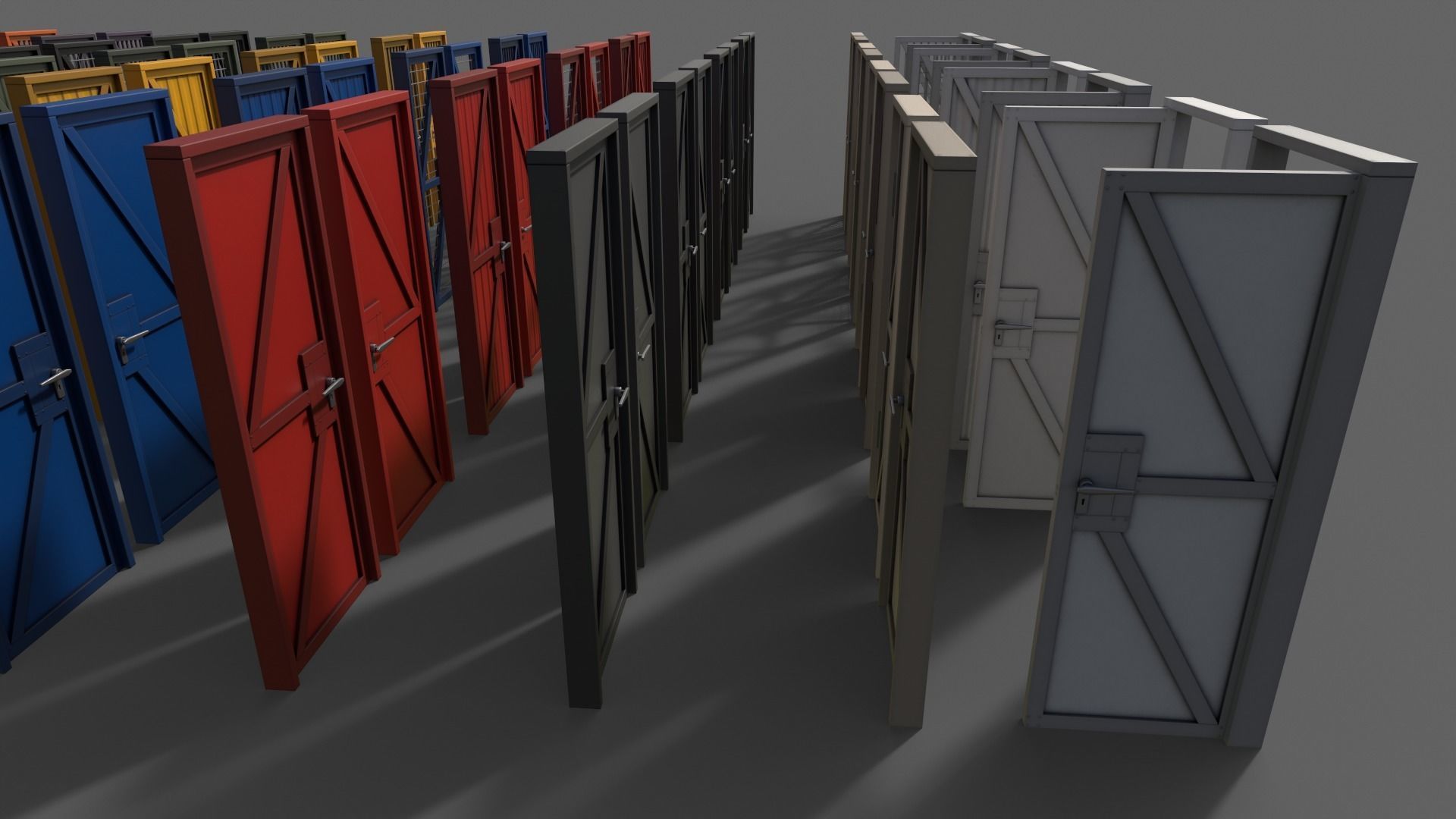PBR Metal Door With Frame B Low-poly 3D model_13