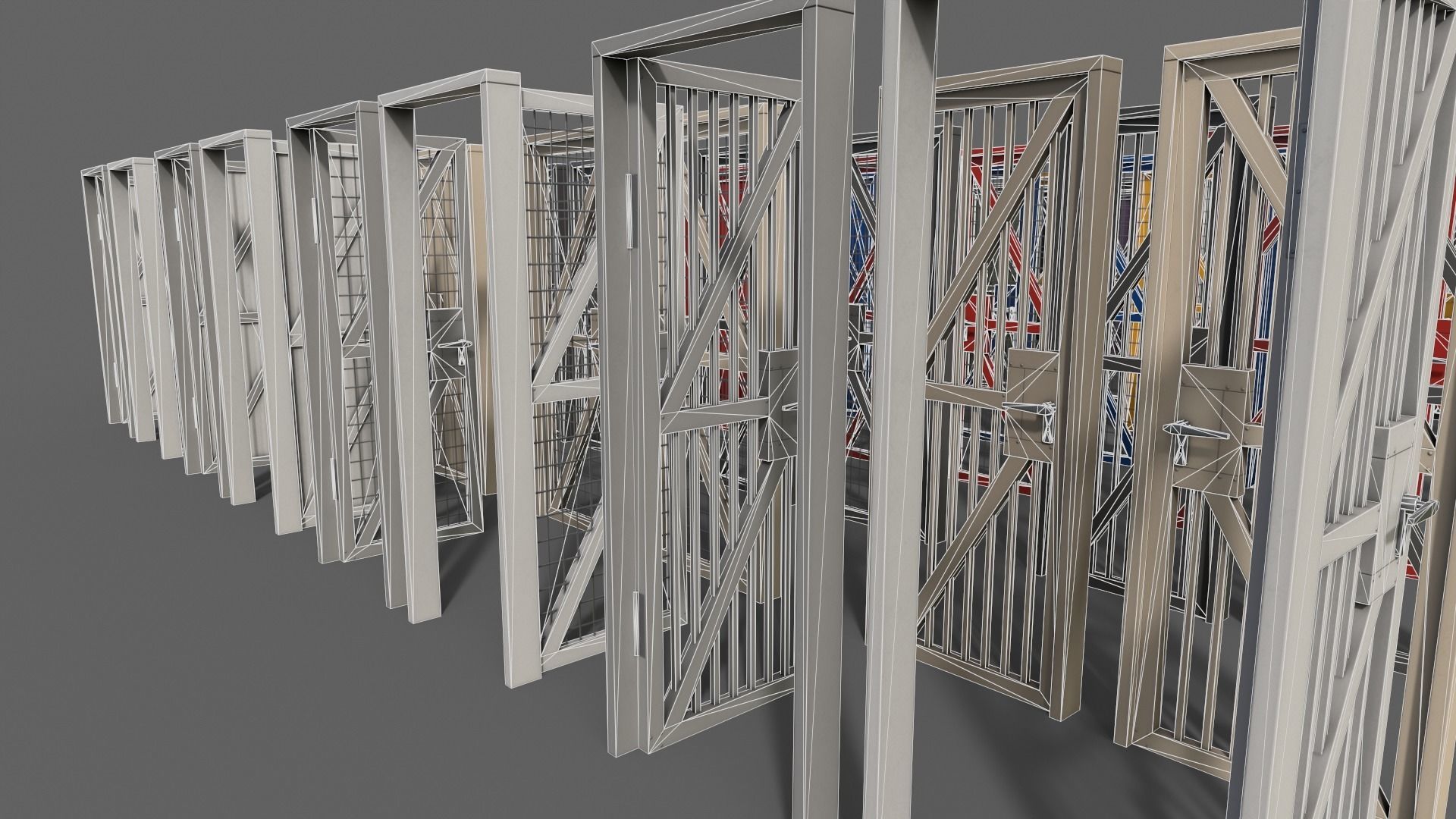 PBR Metal Door With Frame B Low-poly 3D model_5