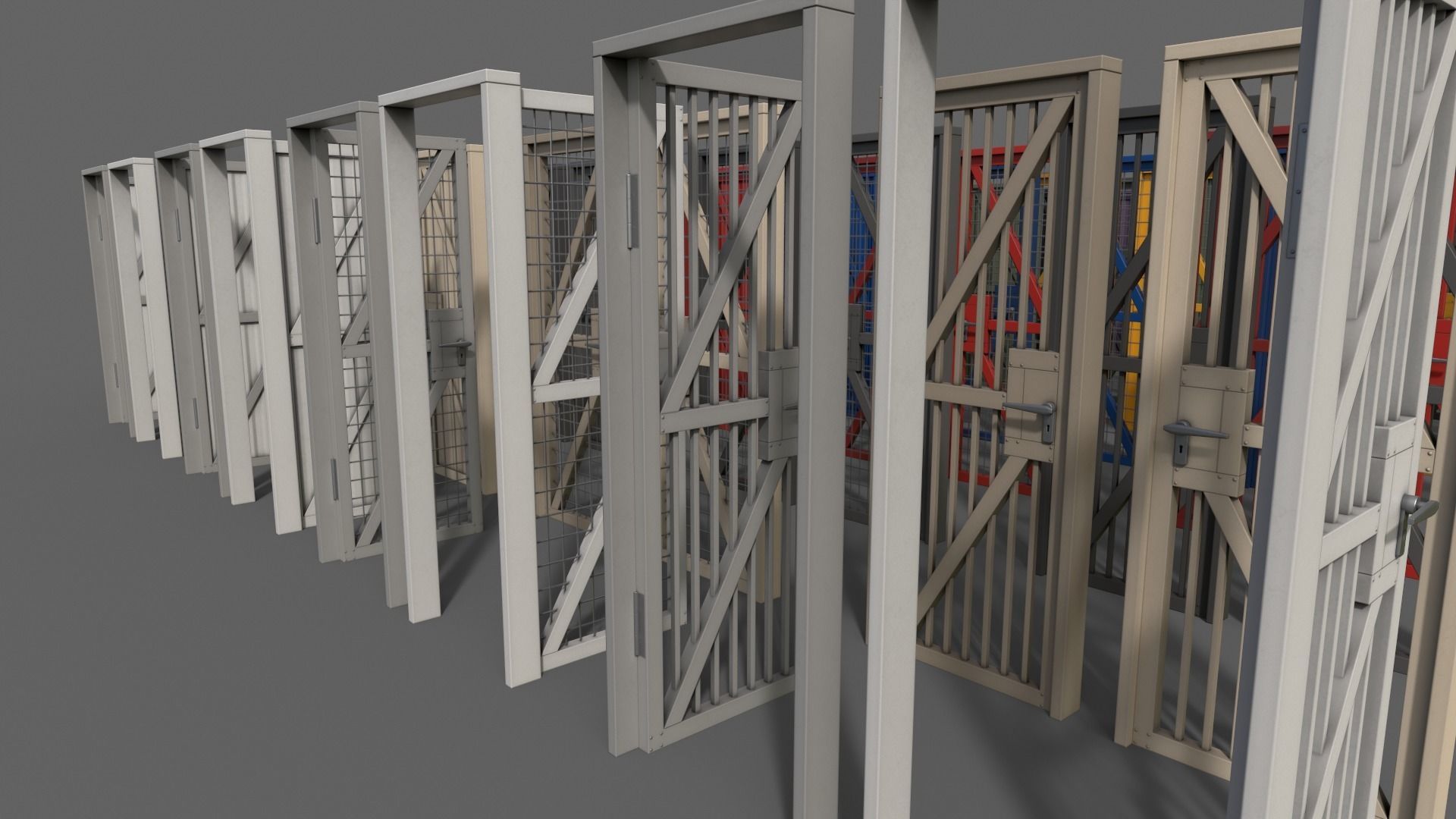 PBR Metal Door With Frame B Low-poly 3D model_4