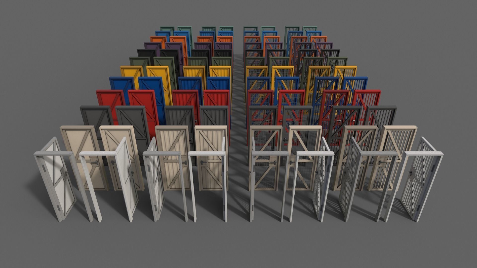 PBR Metal Door With Frame B Low-poly 3D model_2