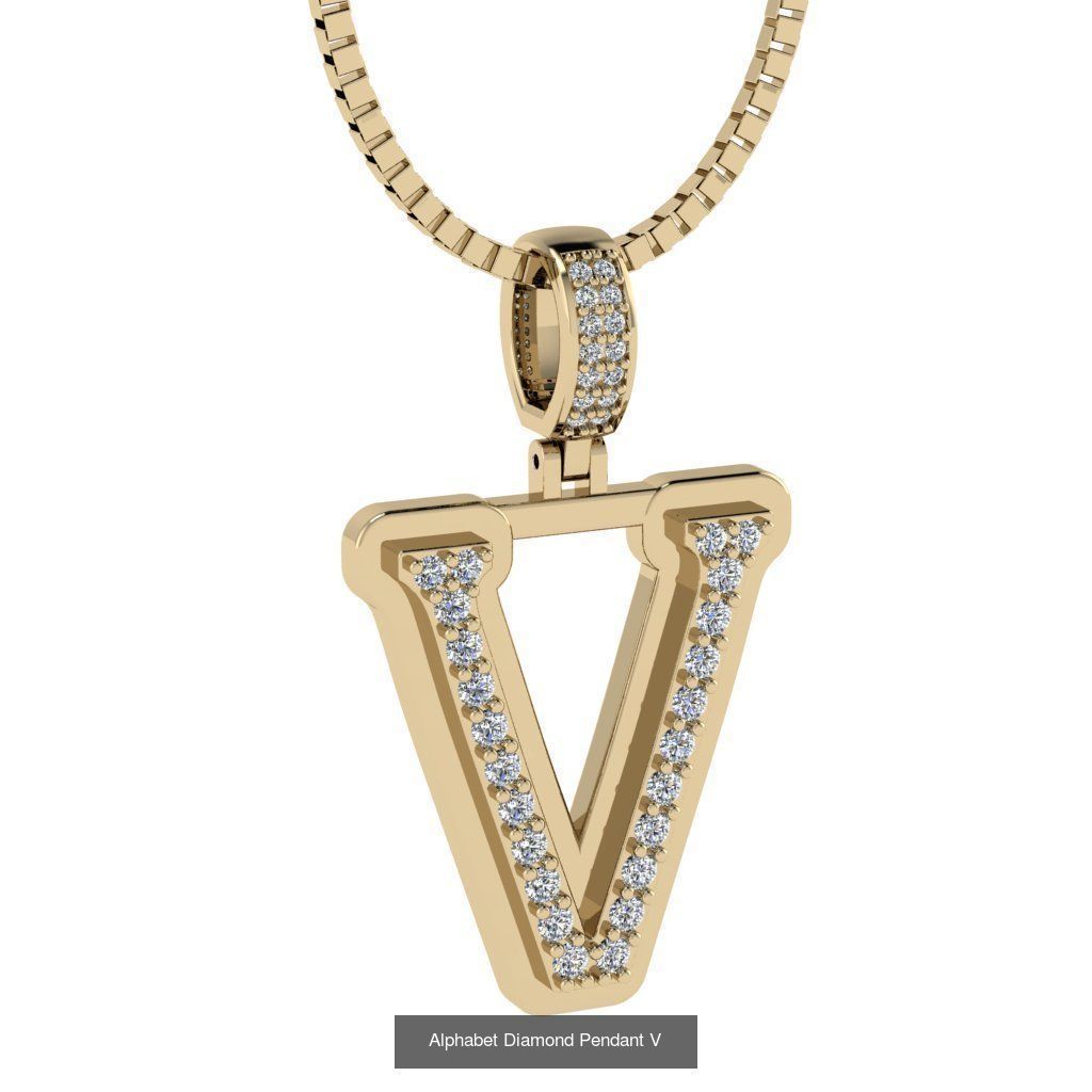 Alphabet Diamond Pendant collection _24