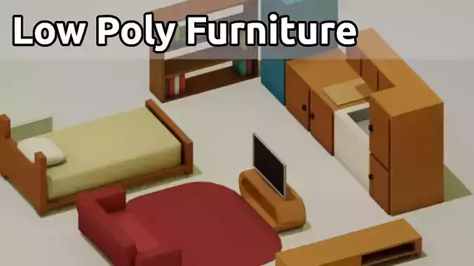 3d low poly smooth furniture for your project