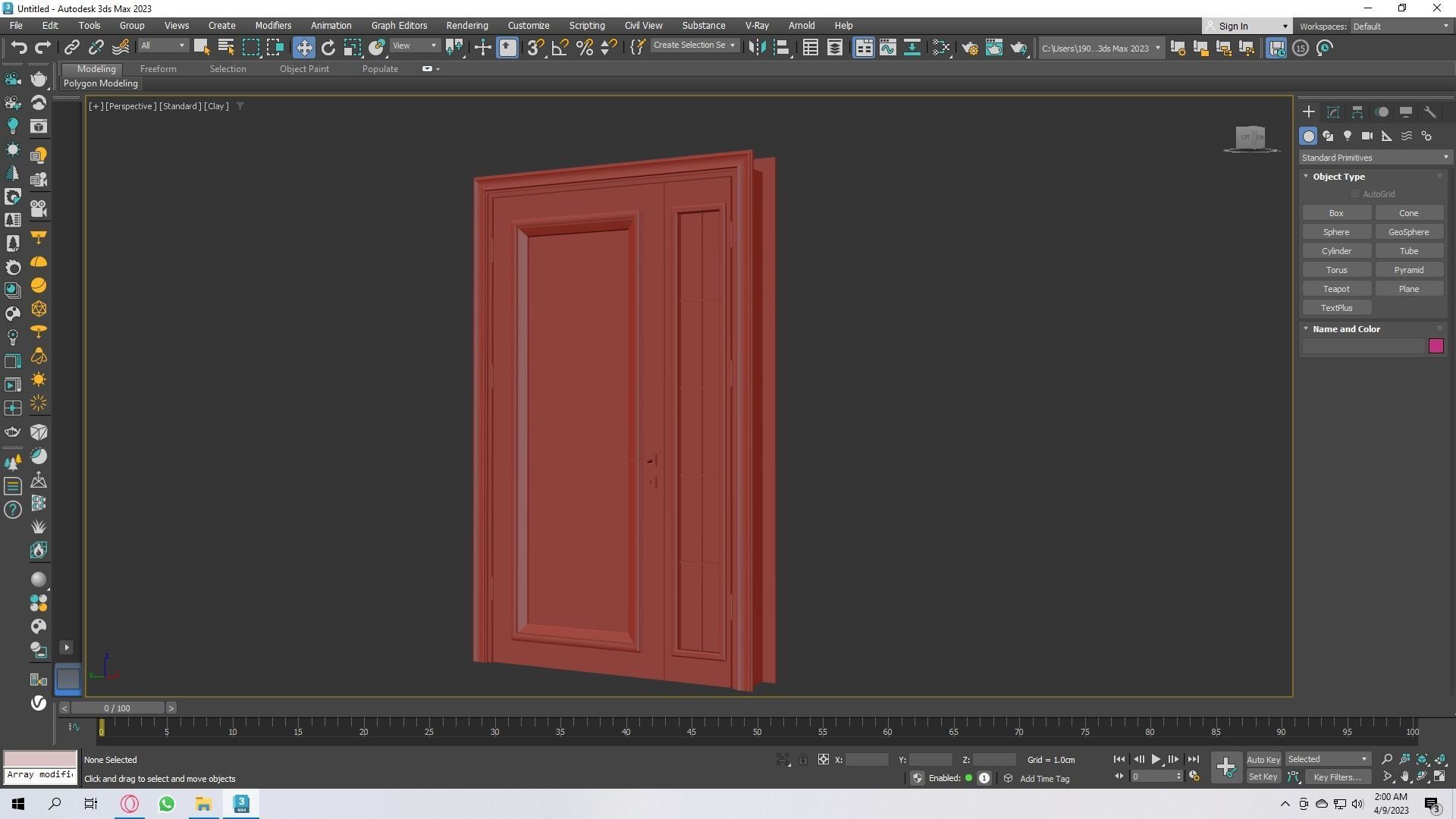 Neo classic door Low-poly 3D model_1