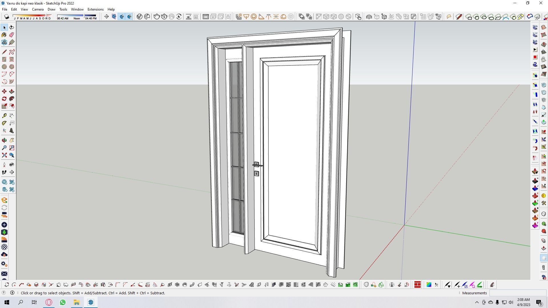 Neo classic door Low-poly 3D model_4