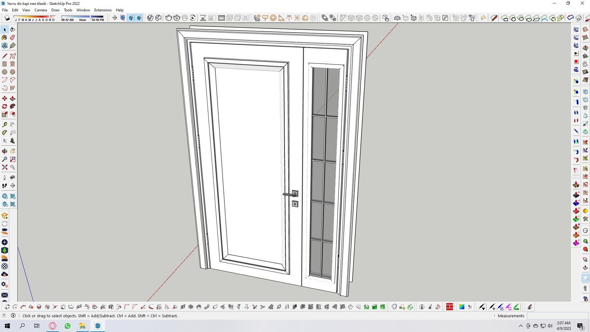 Neo classic door Low-poly 3D model_3