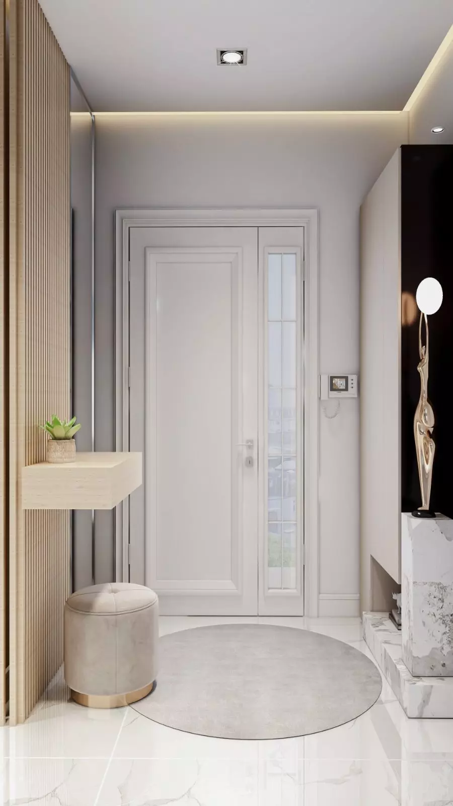 Neo classic door Low-poly 3D model_0