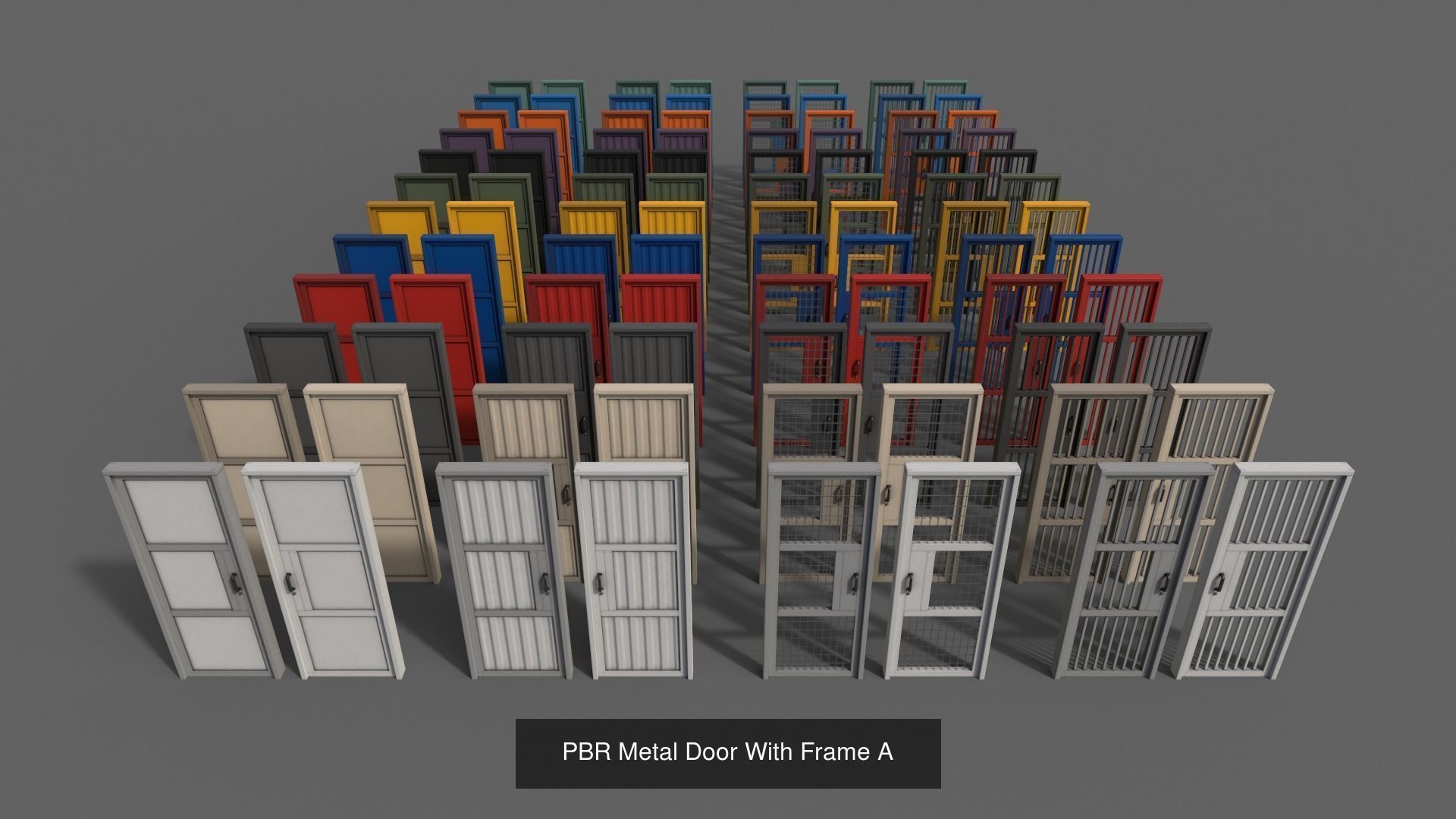 PBR Doors With Frames 3D Model Collection_9