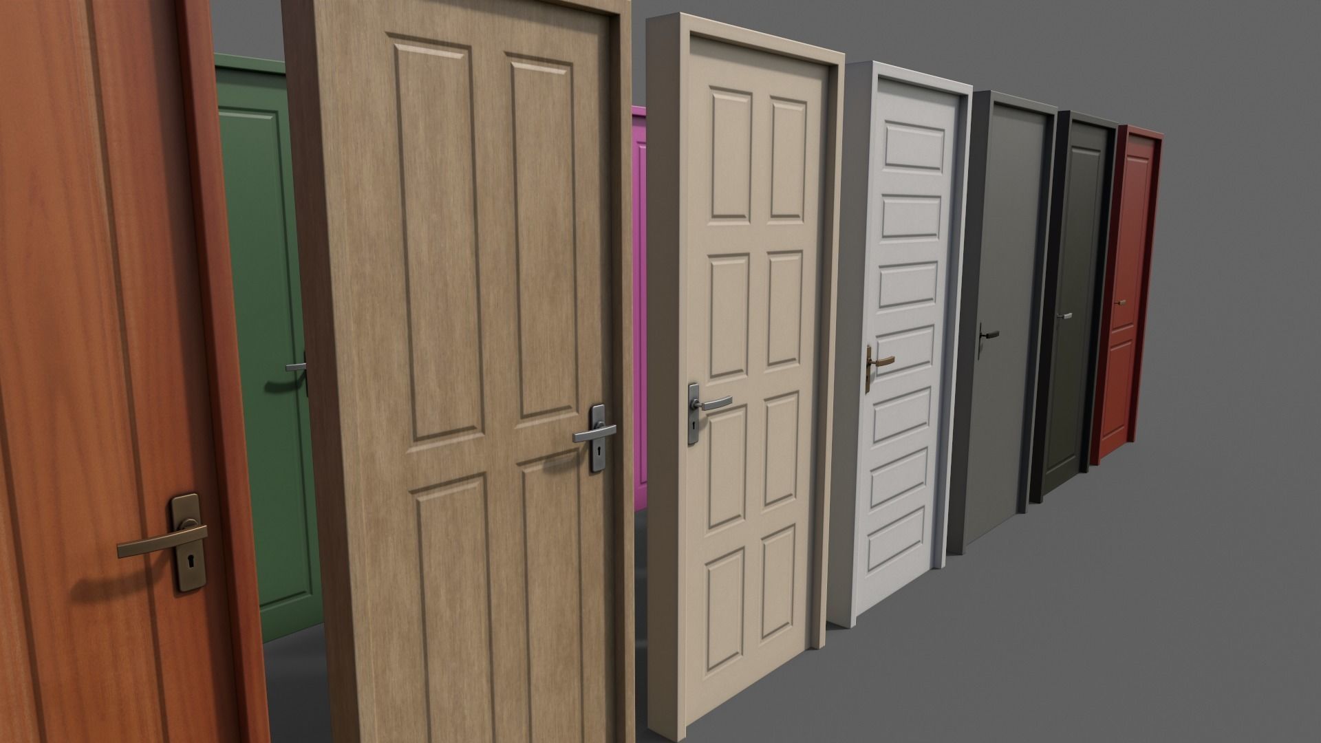 PBR Doors With Frames 3D Model Collection_14
