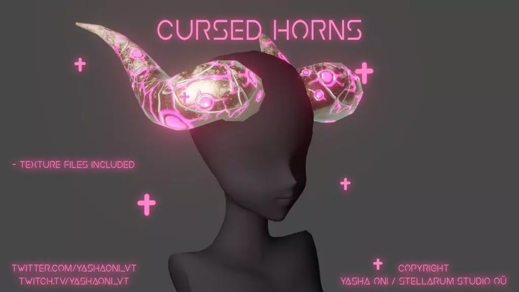 Cursed horns Low-poly 3D model_0
