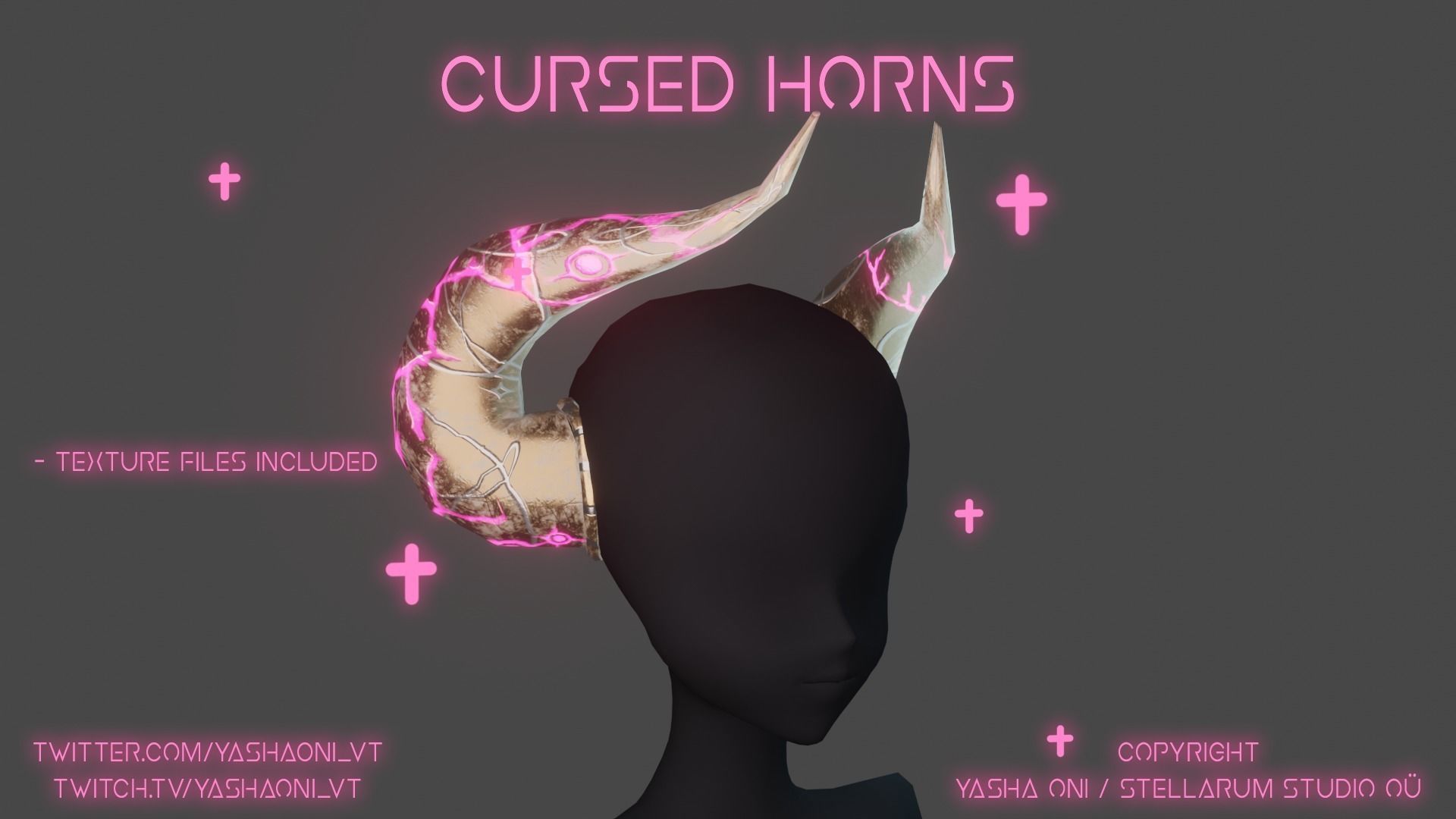 Cursed horns Low-poly 3D model_1