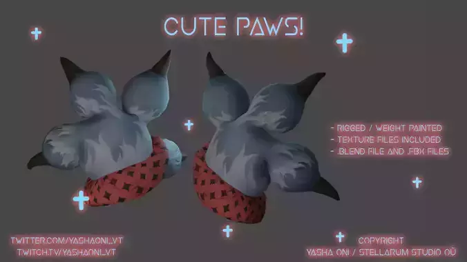 Cute pawsie wawsies Low-poly 3D model
