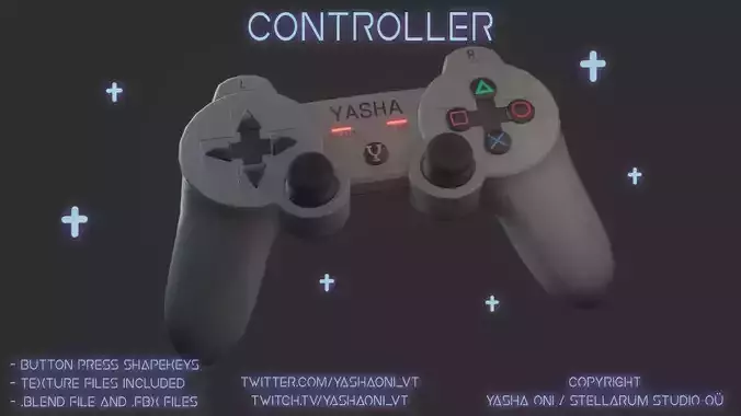 Gaming controller Low-poly 3D model