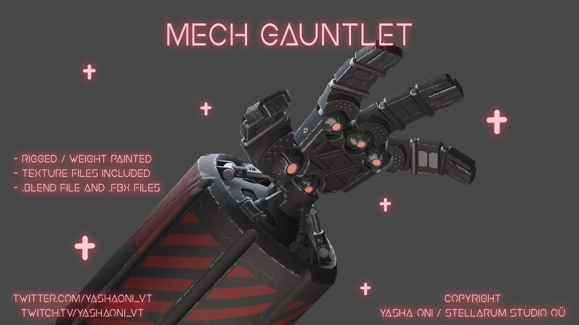 Mech Gauntlet Low-poly 3D model_3