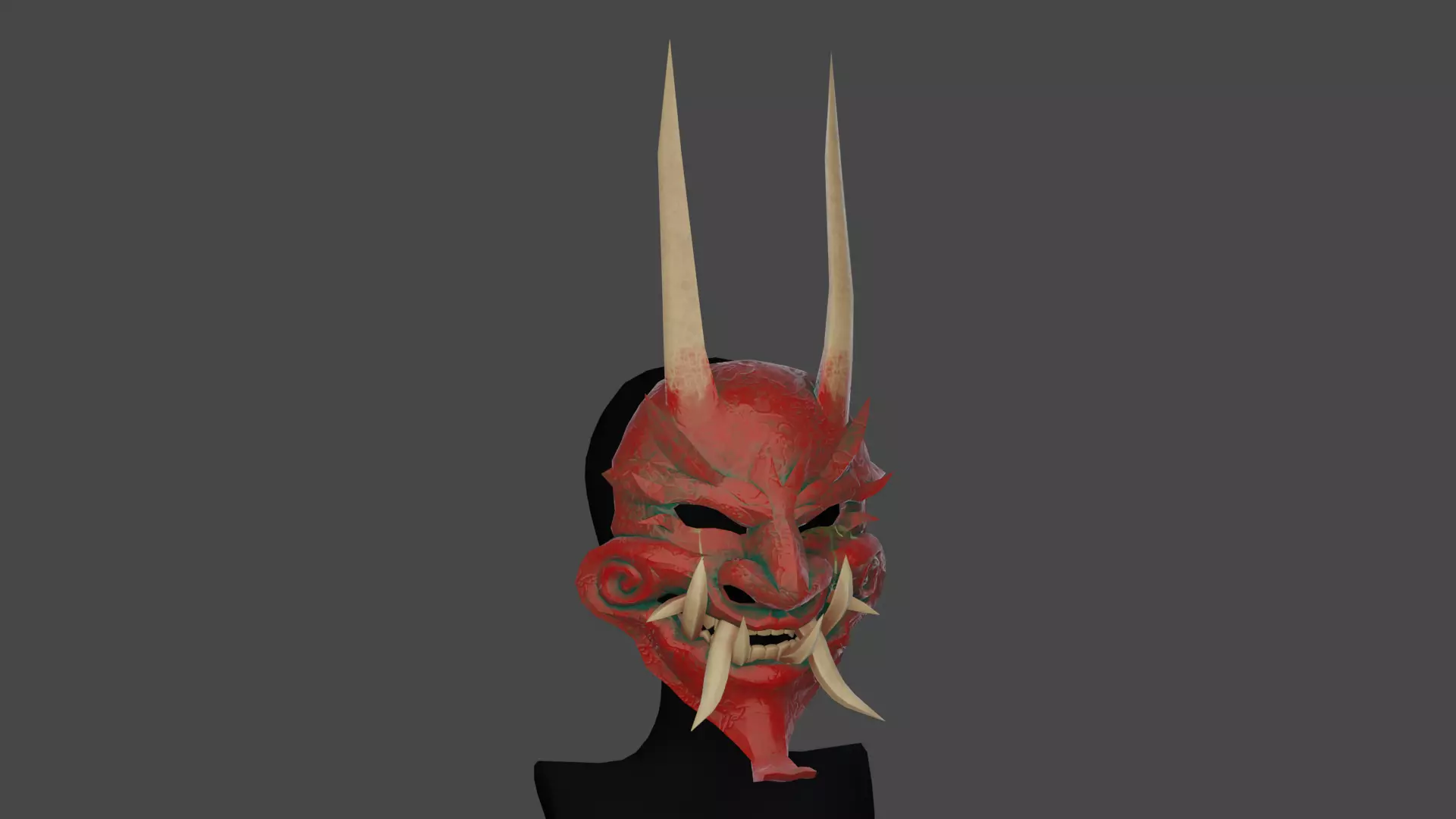 Oni mask Low-poly 3D model_0
