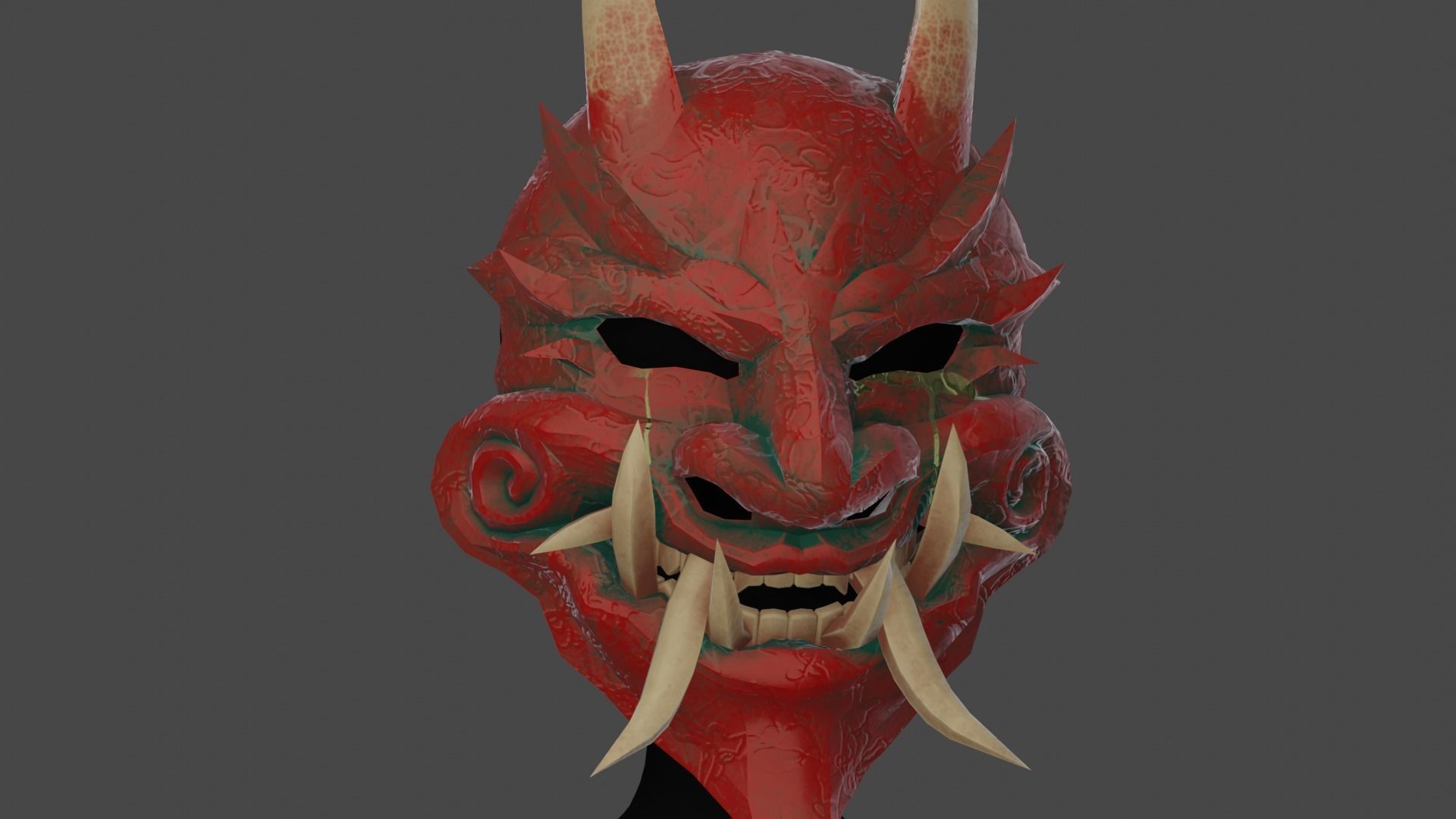 Oni mask Low-poly 3D model_2