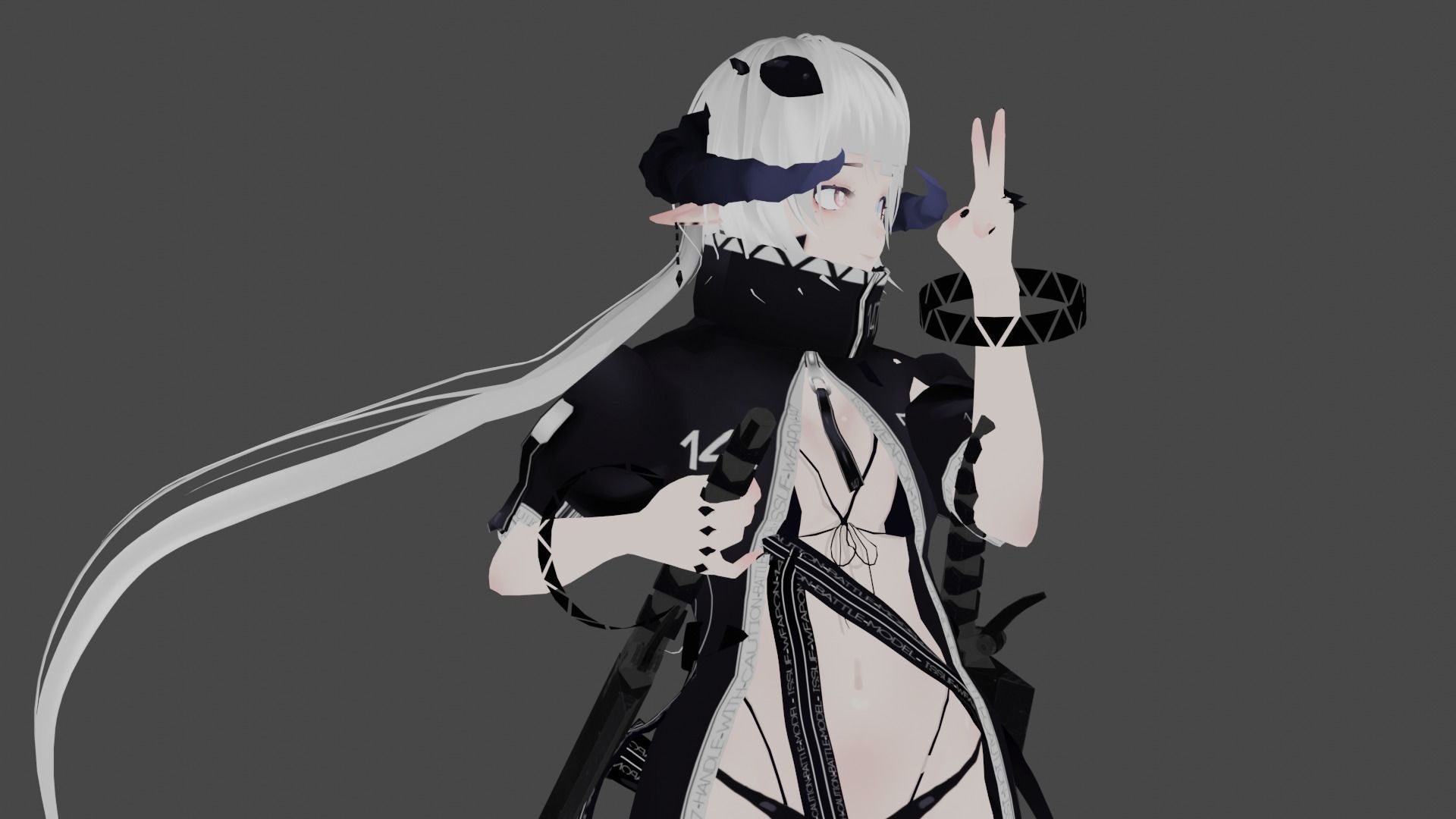 Vtuber  Vrchat model  Gunblades Low-poly 3D model_3