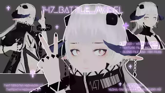 Vtuber  Vrchat model  Gunblades Low-poly 3D model