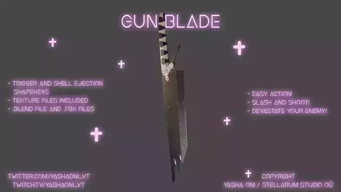 Gunblades Low-poly 3D model