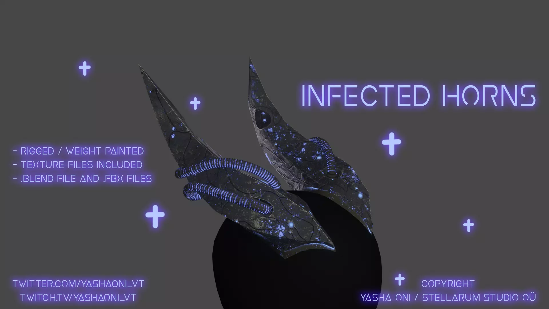 Infected horns Low-poly 3D model_0