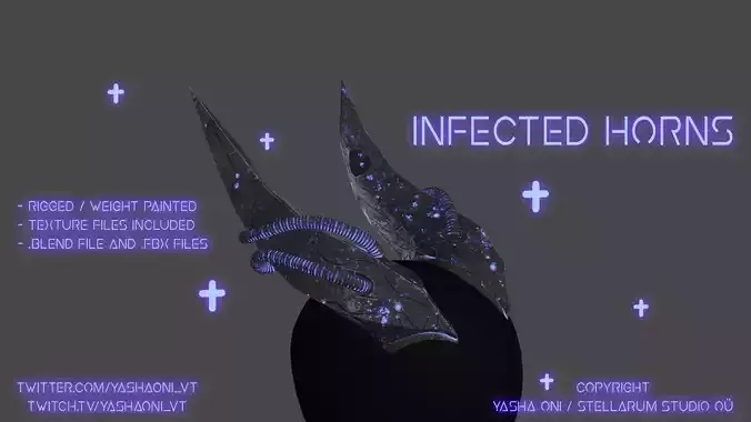 Infected horns Low-poly 3D model