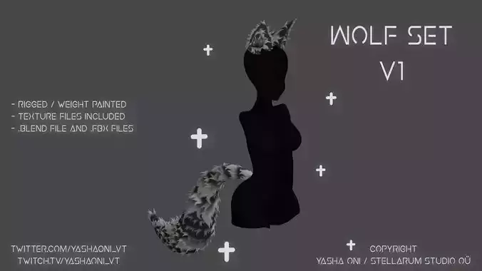 Wolf set V1 Low-poly 3D model